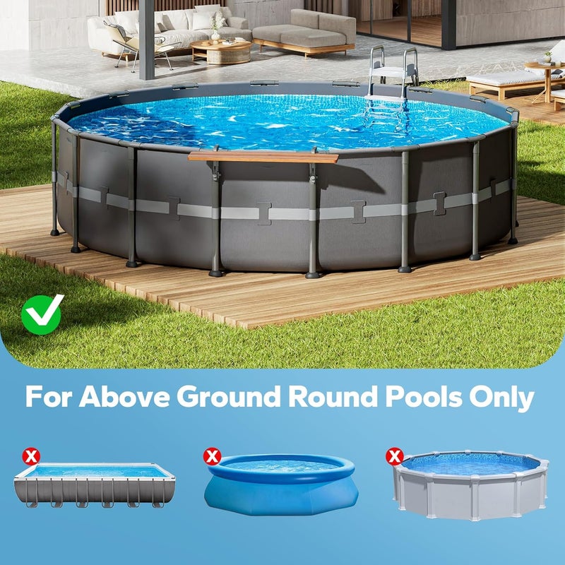 POOLHACKER Poolside Bar, Swim Up Bar Exclusively for Above-Ground Round Pools. Patio Poolside Table Smart Fold Easy Maintenance, Weather Resistant Stable Tabletop (Cedar Brown-Nordic Pine) - Image 2